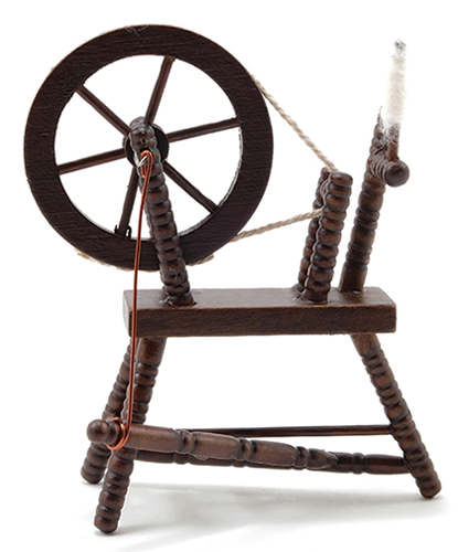 Dollhouse Miniature Spinning Wheel, Walnut